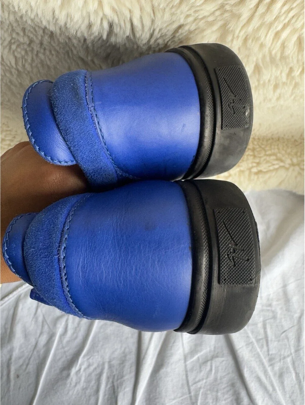 Giuseppe Zanotti Blue Leather Frankie Low Top Sneakers Size 43.5
